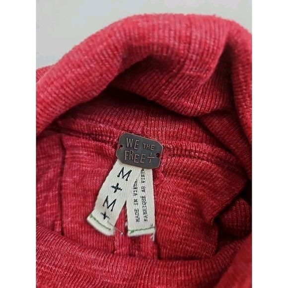 Free People We The Free -Woman Size M- Orange Cowl Neck Sweater Top Cotton Blend - Picture 2 of 9